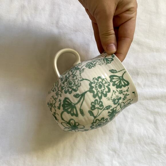Anthropologie Green Floral Initial "d" Coffee Mug - Picture 2 of 4